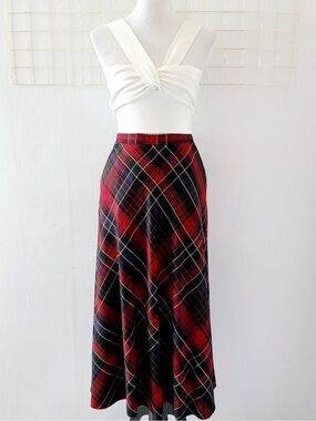 Lauren Ralph Lauren Tartan Plaid Wool Vintage Long Skirt